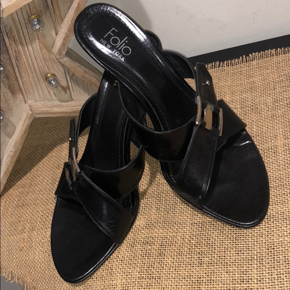 Folio New York Black Sandal Heel 8.5